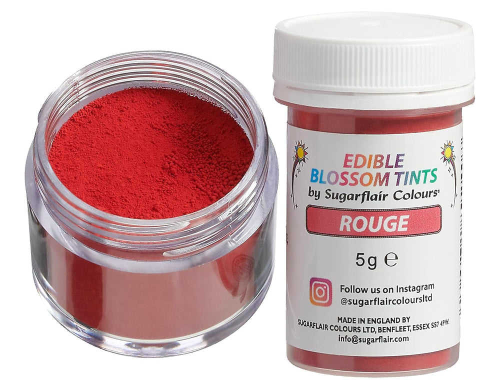 Pudră de colorant alimentar Sugarflair Blossom Tint Dust, roșu - Pudră de colorant alimentar pentru decoruri de tort, pastă de zahăr, fondant, glazură, ciocolată, cremă de unt, macarons și multe altele - 5G