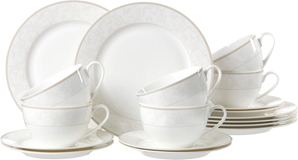 Serviciu de cafea Ritzenhoff & Breker Isabella, 18 piese, veselă din porțelan fin, alb cu ornamente, 37 x 26 x 25 cm