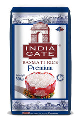 INDIA GATE Premium Basmati Rice – Riz aromatique et fin à grains longs d'Inde, grains longs fins (1 x 500 g)
