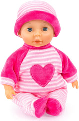Bayer Design 92802AS My First Baby 28 cm, poupée bébé, poupée au corps doux avec des yeux endormis, très pratique, tenue mignonne, rose