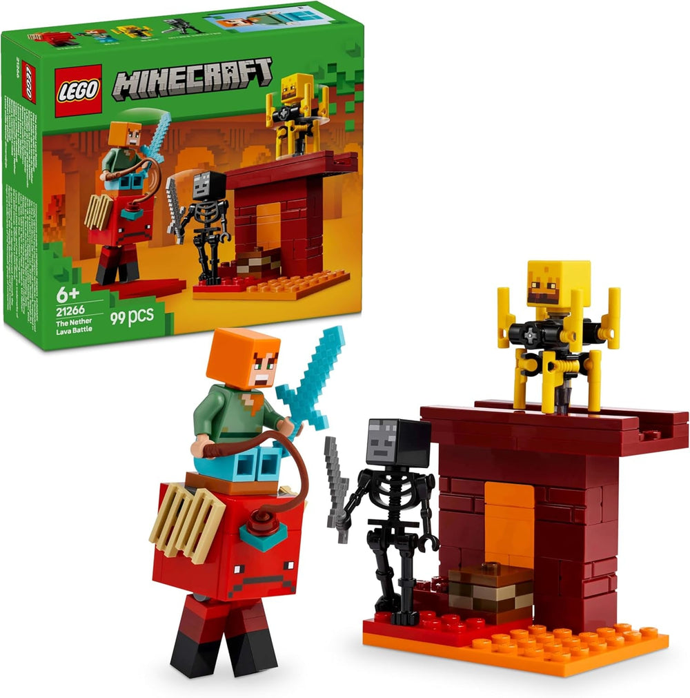 LEGO Minecraft Lava Duel of the Deep, jouet pour les fans de jeux vidéo, forteresse avec figurines dont Alex, Skeleton Wither, Lohe et Strider, cadeau pour filles et garçons de 6 ans 21266 ensembles de construction Besuche den LEGO-Store Default Title