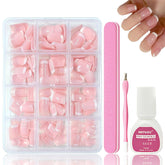 240 ensemble de faux ongles français courts, ongles artificiels carrés, colle sur les ongles, pointes d'ongles en acrylique, faux ongles pour femmes, Nail Art DIY