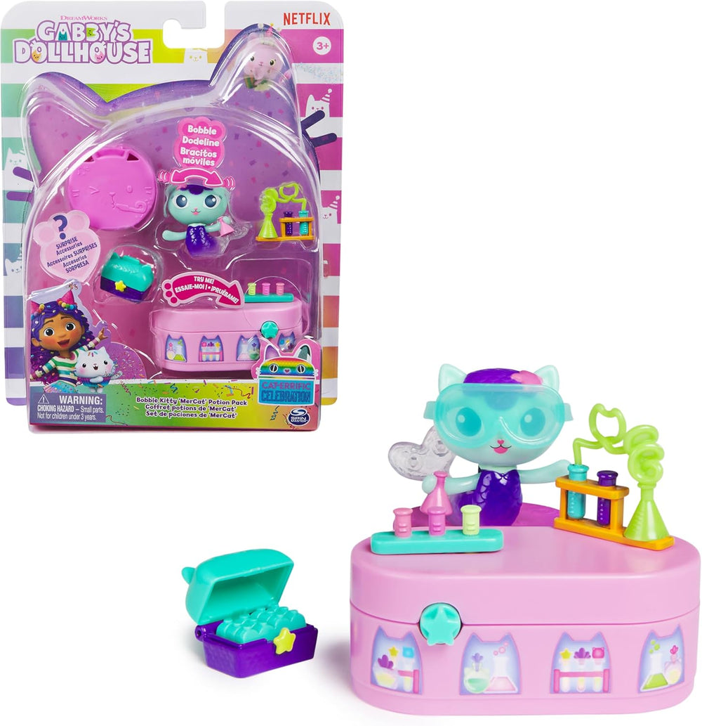 DREAMWORKS GABBY DOLLS HOUSE - Pack de meubles Meerkätzchen Bobble Kitty, figurine de chat avec meubles et accessoires de maison de poupée, à partir de 3 ans