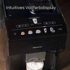 Machine à expresso automatique classique Siemens EQ500, écran couleur TFT, 5 types de café et de lait, fonction double tasse, nettoyage facile, unité de percolation amovible, avec tuyau à lait, noir, TP511E19