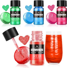Ensemble de paillettes comestibles – 4 couleurs de poudre de paillettes comestibles – poudre sans saveur pour boissons et gâteaux, chocolat, décorations de cocktails, poudre de paillettes de couleur alimentaire, paillettes comestibles (5 g/bouteille)