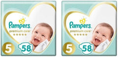 Couches Pampers taille 5 (11-16 kg), couches de soins premium, 58 pièces, confort et protection optimaux pour les peaux sensibles de Pampers