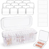 INMORVEN Coffret de rangement pour ongles – 14 boîtes transparentes + 1 grande boîte et 60 disques adhésifs – Idéal pour ranger les faux ongles, les accessoires pour ongles en gel et le vernis à ongles (14 pièces en une couche)