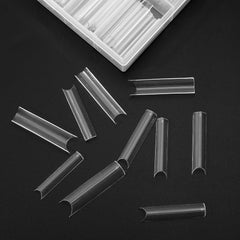 200pcs Faux Ongles, Acrylique Artificiel Ongles, Français Faux Ongles, Extra Long Droit Carré Clair Faux Ongles Conseils pour Salons de Manucure DIY