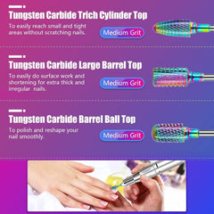 Depvko 30 pièces embouts de coupe-ongles, 3/32'' en céramique pour ongles, acrylique, diamant, haut-fil, Hartmetall, fer à repasser pour maison de salon, gel, manucure, atelier de coiffure (avec 3 étuis)