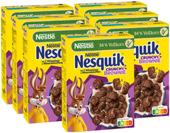 Nestlé NESQUIK Brownie croquant, céréales de petit-déjeuner croquantes avec pépites de chocolat et forme innovante pour plus de croquant, paquet de 7 (7 x 300 g)