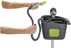 GF SRL, Aquapop Grey Pro 15, tuyau tressé auto-extensible fabriqué en Italie, avec récipient en plastique rigide, mini pulvérisateur de jardin ergonomique, raccords d'irrigation de jardin, gris foncé