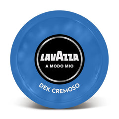 Lavazza A Modo Mio Dek Cremoso, 256 capsules de café, pour expresso décaféiné aux notes aromatiques d'amandes et de canditis, 100% Arabica, intensité 7/13, torréfaction moyenne, 16 paquets