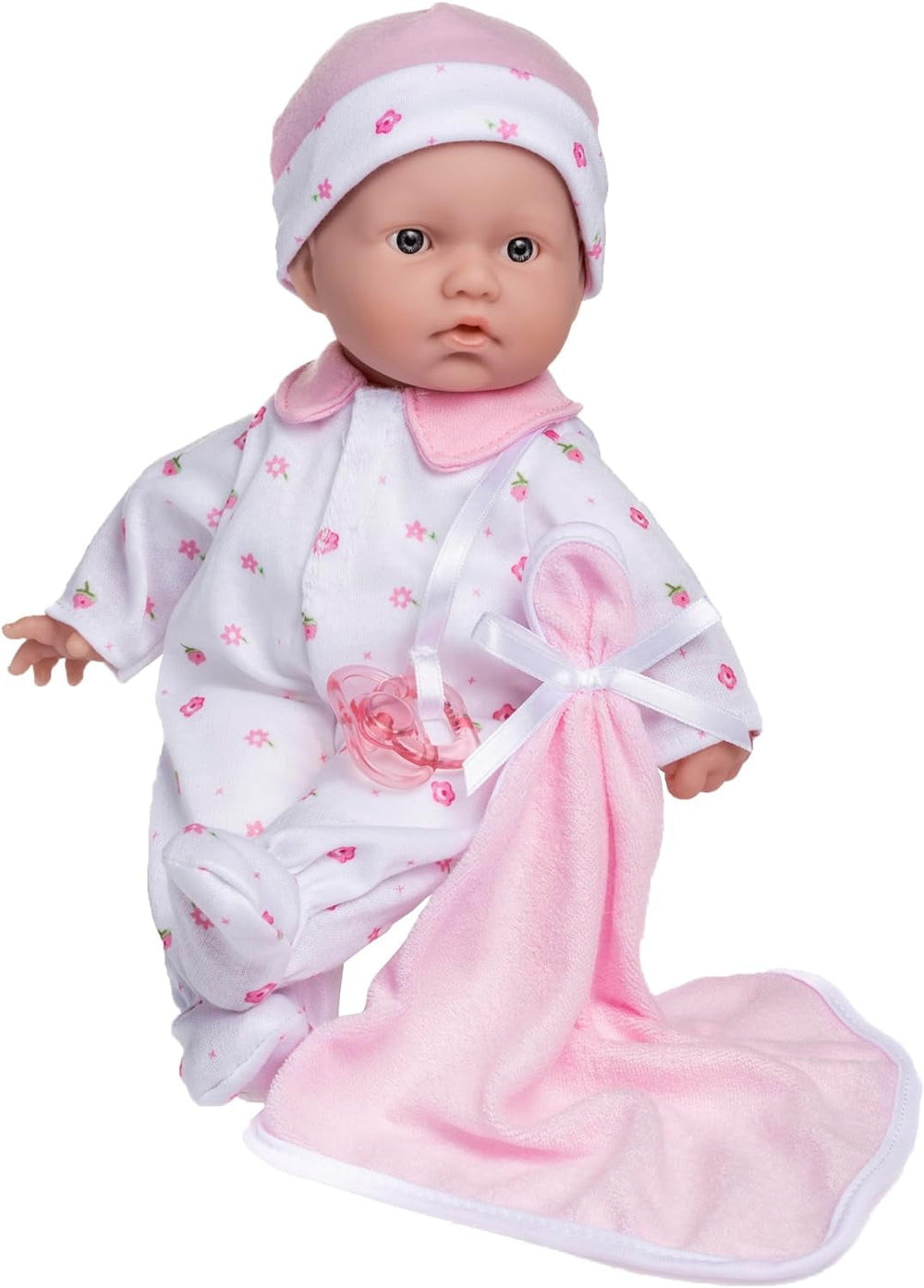 JC Toys Ensemble de poupée bébé caucasien La Baby - Poupée douce lavable de 28 cm Tenue détachable rose avec chapeau, couverture et tétine pour 12 mois et plus Naty Shop Dolls Rose Simple