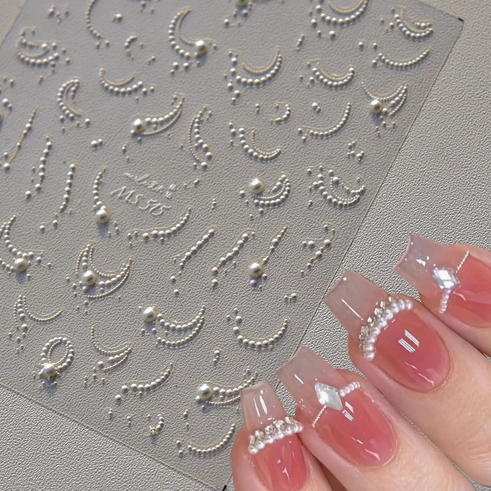 JMEOWIO 3D Nail Sticker Perlenlinie Nail Art Sticker Selbstklebend Nagelaufkleber 5D Stereoskopisch Dekoration Nageldesign Zubehör 1 Blatt