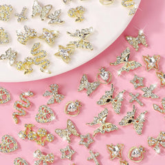 24 pièces Nagel-Charms, Y2K-Legierung, Nail Art, Strass-Charms, 3D-Herz, Schleife, Schmetterling, Charm Mit Strasssteinen, Kirsch-Nagel-Edelsteinen, Glänzender Schmuck