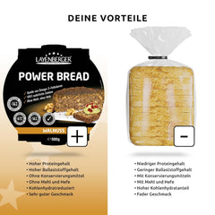 Layenberger Prower Bread Walnut, Eiweiß- Und Ballaststoffquelle, Ohne Konservierungsmittel, Ohne Hefe, Ohne Mehl, Mit 14G Protein Pro 100G, (1 X 500G) Mélange pour la pâtisserie et la cuisine Naty Shop