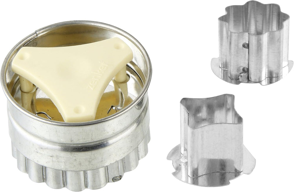 Zenker PATISSERIE Moules à Biscuits pour Biscuits et Biscuits, Moules à Biscuits Motif Linzer, Quantité: 1 x Ensemble de Moules à Biscuits, 4 Pièces, Argent