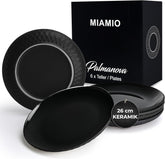 MIAMIO - Service de table/assiettes modernes en céramique 6 pièces pour 6 personnes - Collection Palmanova (Noir, Grandes assiettes (6x))