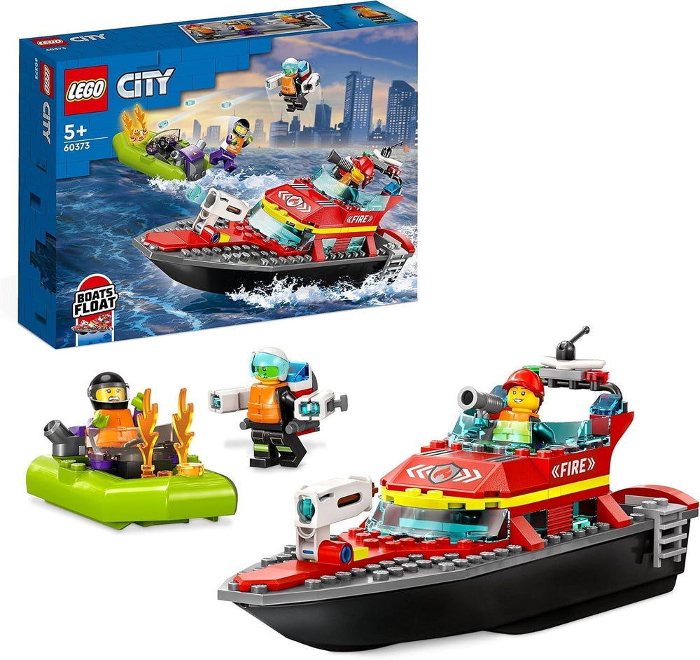 LEGO 60373 City Fire Boat - Jouet flottant avec bateau de course, 3 figurines et jetpack, idée cadeau pour garçons et filles 5+ ensembles de construction Besuche den LEGO-Store Default Title
