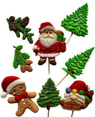 DulceArt Ensemble de décorations de Noël comestibles 8 pièces - Figurines et ornements du Père Noël pour gâteaux