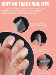 EBANKU 420 pièces de pointes d'ongles carrées courtes, pointes mates à couverture complète, pointes en gel souple, pointes d'ongles en gel transparent pré-polis, pointes d'extension d'ongles artificiels, 15 tailles (carré court)