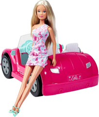 Simba Steffi Love Beach Car Doll en tenue d'été cool avec poussette de plage 29 cm, à partir de 3 ans