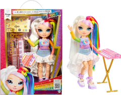 Rainbow High Junior High Rock Band - Amaya, Rainbow Colors - Poupée mannequin de 23 cm avec clavier, personnalisable avec des autocollants, jouet articulé et mignon pour enfants à partir de 4 ans