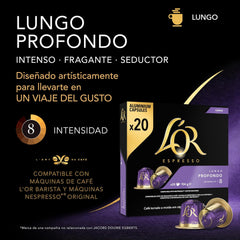 L'OR Espresso Koffiecups Lungo Profondo (200 Lungo Koffie Capsules, Gesicht voor Nespresso* Koffiemachines, Intensity 08/12, 100% Arabica Koffie, UTZ Gecertificeerd), 10 x 20 Cups