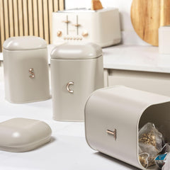 SALTER BW13729EU7 Ensemble de récipients pour thé, café et sucre – Conteneurs de rangement pour comptoir de cuisine, conteneurs de marquage en acier au carbone