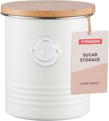 Collection LIVING, sucrier avec couvercle | pastel crème | boîte de rangement 1 L cuisine pour sucre | sucrier en acier avec couvercle | Bocaux de conservation hermétiques en bambou avec couvercles Naty Shop Boîtes de conservation des aliments
