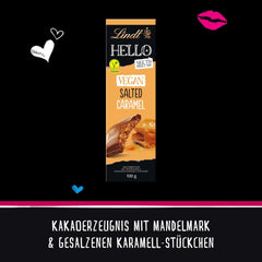 Lindt Schokolade HELLO Tafel Vegan Caramel Salé | 100 g de Tafel | Vegan Mit Kakao, Mandelmark, Karamellzucker et un plat de Salz | Schokoladengeschenk Naty Boutique