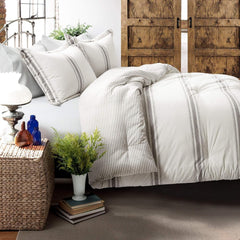Lush Decor Farmhouse courtepointe à rayures, Full/Queen, gris Couettes et quilts Naty Shop
