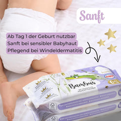 Lingettes humides Millis Bamboo Baby Sensitive pour peau délicate de bébé - 5 x 60 pièces - Nettoyage naturel, doux et durable - Lingettes bébé biodégradables, sans plastique et sans alcool