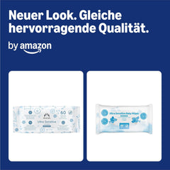 Șervețele umede pentru bebeluși ultra sensibile de la Amazon, 1080 de șervețele, fără parfum, 18 pachete a câte 60 de șervețele (anterior sub marca Amazon, produs identic)