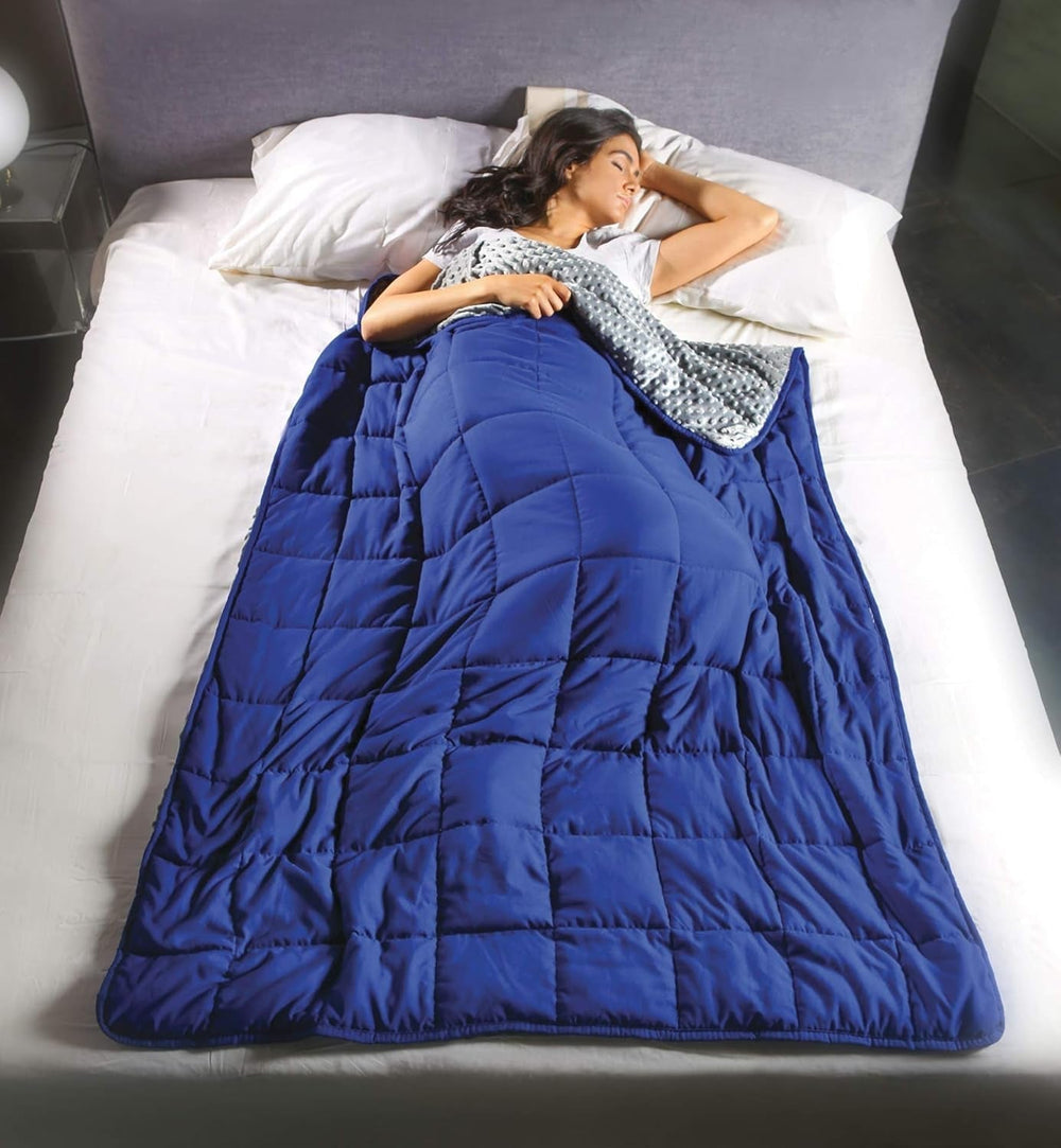 Kanguru Calmya, Couverture lestée 10,5 kg, Vous aide à vous endormir et à mieux dormir, Convient aux personnes pesant plus de 90 kg Couettes et couettes Naty Shop Bleu/Gris 10,5 kg 120X180