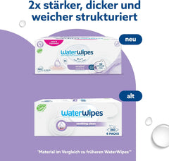 WaterWipes Sensitive+ Soothing Clean 360 pièces (paquet de 6) lingettes 3 en 1 nettoyantes, soignantes et apaisantes à 99 % d'eau avec extrait de plante, lingettes pour bébé non parfumées