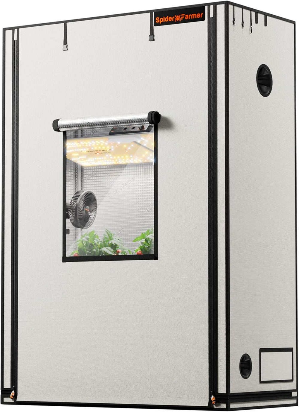 Spider Farmer Pro Tente de culture 70 x 140 x 200 cm avec porte roulante, fenêtre d'observation, panneau de sol amovible, tissu Mylar 2000D, pour culture hydroponique intérieure avec SF4000, G4500, SE4500
