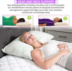 Lot de 2 oreillers en bambou King Size – Oreiller de lit réglable en mousse à mémoire de forme déchiquetée – Dos, ventre, dormeur latéral, housse amovible, alternative rafraîchissante au duvet d'hôtel, King (lot de 2) Naty Shop Oreillers standard