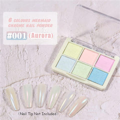 6 couleurs Chrome Glitzerpulver pour ongles, poudre à ongles chromée, poudre à ongles néon perle Nail Art poudre à pigments ensemble bricolage Nageldesign