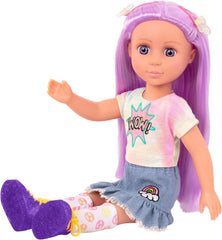 Glitter Girls - Luma - Poupée articulée 36 cm - Cheveux violets uniques et yeux violets - Extensions de cheveux, nœud, pinces et tenue colorée - 3 ans +