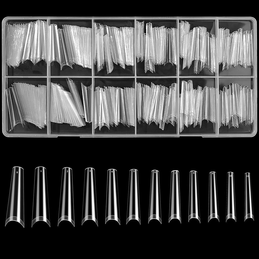 240 pièces d'ongles artificiels, pointes de faux ongles extra longues, couverture complète, pointes d'ongles ballerine (transparent)