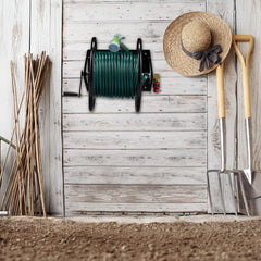 Enrouleur de tuyau Relaxdays, enrouleur de tuyau avec manivelle, pour tuyau de 60 m, acier, HxLxP : 41,5 x 54 x 45 cm, noir