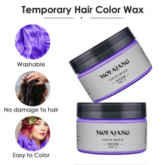 Cire de coloration temporaire pour cheveux, pommade naturelle, formule végétale lavable, pour hommes et femmes, cire de teinture mate pour fête, cosplay et Halloween, 120 g (violet) Naty Shop