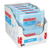 Huggies Pure Baby Wipes Lot de 18 (1008 lingettes au total) – 99 % d'eau pure – Sans parfum pour un nettoyage et une protection en douceur – Lingettes naturelles