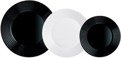 Harena N&b Glasgeschirr, 18 pièces, pour 6 personnes, blanc et noir