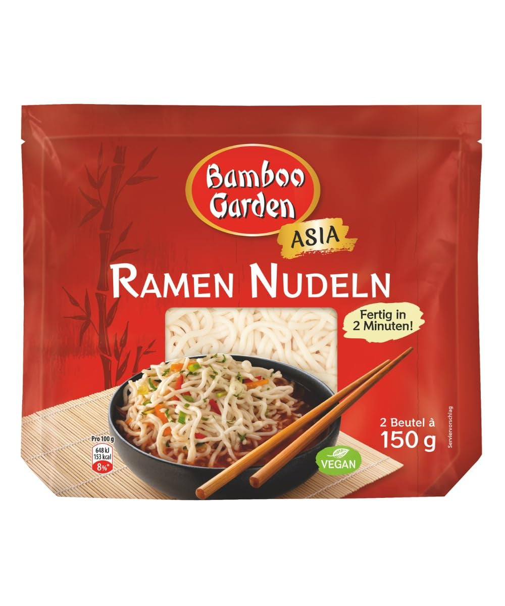 Bamboo Garden - Nouilles ramen précuites | Prêt en 2 minutes | Végétaliens | 300g dans un sachet