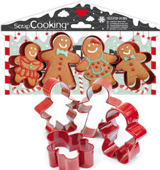 ScrapCooking - 4 emporte-pièces bonhomme en pain d'épices - emporte-pièces de Noël en acier inoxydable - emporte-pièces bonhomme en pain d'épices - accessoires de pâtisserie design gâteau - 2081