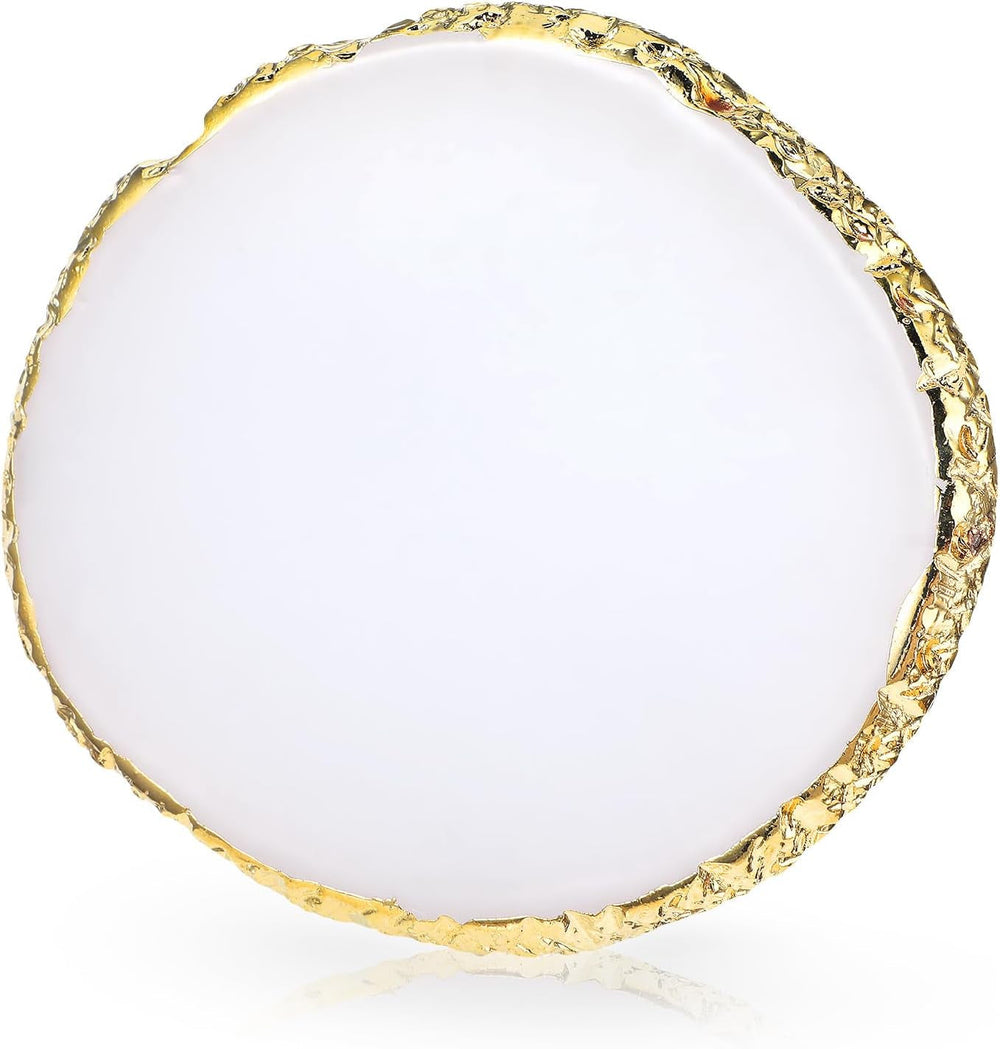 Harz Nail Art Palette,Maniküre Gemalt Palette,Goldener Rand Nagelleck Palette,Nail Art Make up Paletten Display Fach Nagel DIY Zubehör(Blanc)