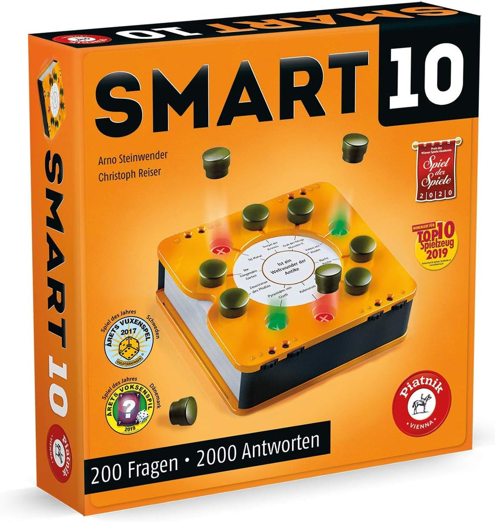 Piatnik 7167 - Smart 10 | Le jeu de société révolutionnaire « Je-sais-tout » | Pour les amateurs de quiz | Qui est le roi des quiz ? | 12 ans et plus | Questions de connaissances de A à Z | Pour la maison et l'extérieur