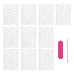240 pièces de tampons de colle à ongles, feuille adhésive pour faux ongles, 10 feuilles d'autocollants double face transparents, respirants et super collants (gelée en gel) pour manucure et ongles artificiels, y compris un kit de manucure